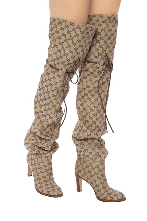 gucci women's boots|gucci print thigh high boots.